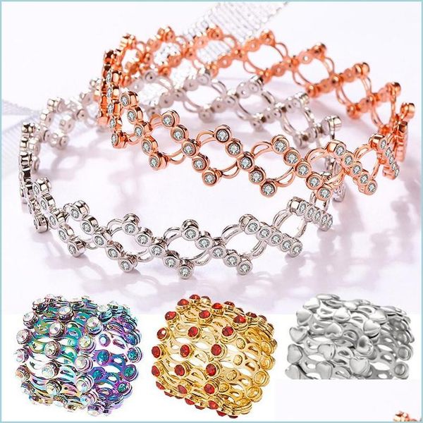 

bangle bangle in 1 magic retractable ring bracelet creative stretchable twist folding crystal rhinestone bracelets women jewelry gif dhsji, Black