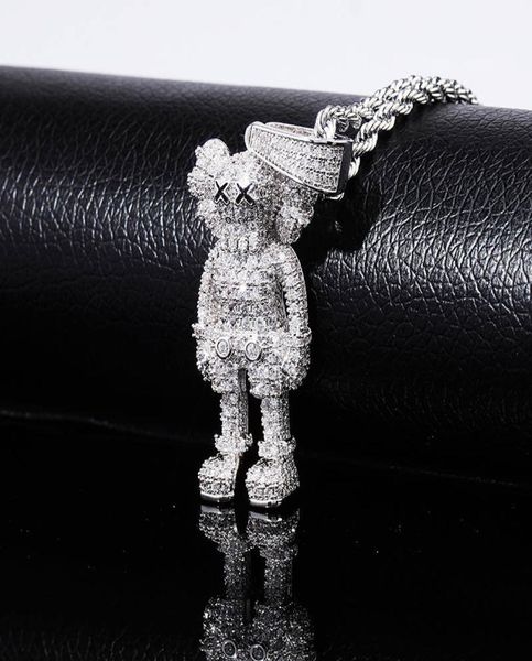 

iced out cartoon puppets pendant necklace cubic zirconia necklace fashion hip hop jewelry mens gift y2008108756017, Silver