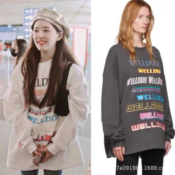 

style well women's hoody done sweater graffiti letter men women round neck pullover couple hoodies casual sweatshirt cotton designer 11, Black