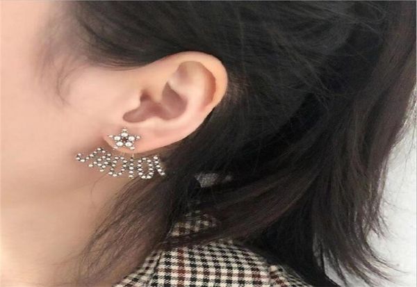 

earrings bee star inlaid snowflake asymmetric earrings female star earrings2121204, Golden;silver