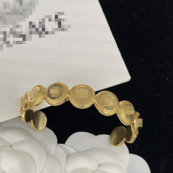 

new designed open bangle hollow out banshee greece meander pattern medusa portrait 18k gold plated women medusas bracelets designer jewelry, Black