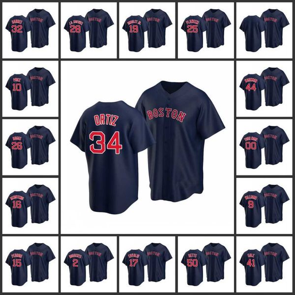

boston red's sox men #2 xander bogaerts 34 david ortiz 28 j.d. martinez 16 andrew benintendi women youth custom alternate navy jersey, Black