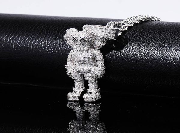 

iced out cartoon puppets pendant necklace cubic zirconia necklace fashion hip hop jewelry mens gift y2008104109581, Silver