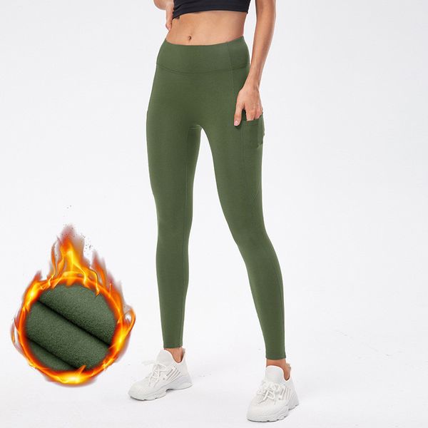 

lu-12366 active pants womens brushed yoga outfit running slim pants exercise high waist warm fitness wear girls elastic skinny sportswear, Black;white