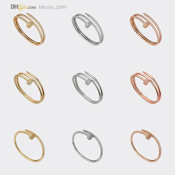 

nail bracelets women designer bracelet mens bangle diamond-pave 2.0 luxury jewelry titanium steel gold-plated never fade not allergic gold/s, Black