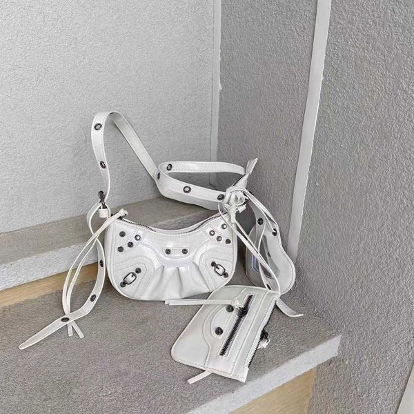 

aher max design leather balenicass biker bag shenglu 2023 small locomotive popular mirror three piece set rivet women's single shoulder