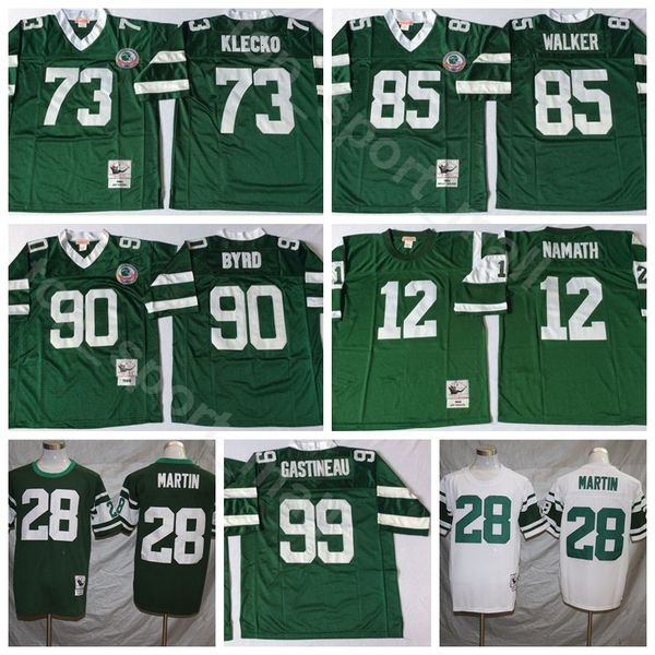 

college wear ncaa football 12 joe namath 73 joe klecko 28 curtis martin jerseys 99 mark gastineau 90 dennis byrd wesley walker man vintage g, Black