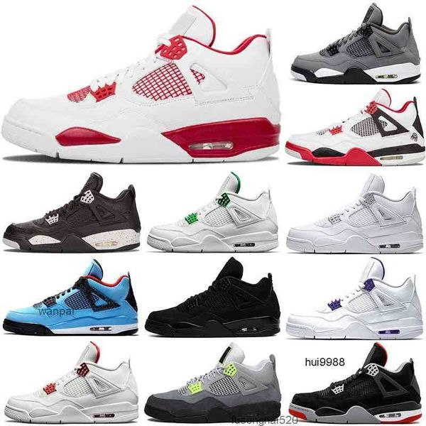 

2022 new men high basketball shoes 4 4s black cat court purple university red neon bred alternate motorsport orange metallic white jordam