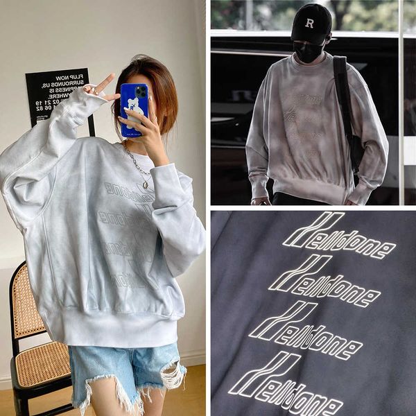 

hoody done women's reflective well printed round neck sweater brand dyed pullover men women hoodies casual sweatshirt graffiti cotton d, Black