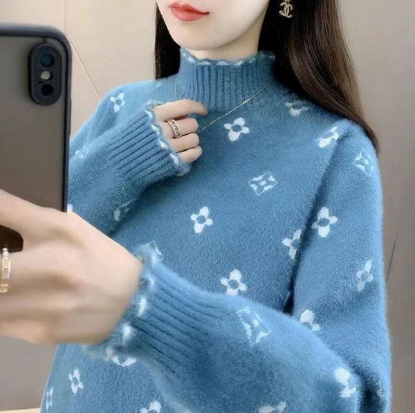

women's sweaters designer velvet korean fashion half turtleneck long sleeve knitt pullovers female warm jumper, White;black