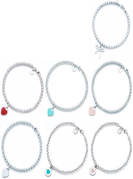 

100 925 sterling silver heart shaped pendant bracelet original tif jewelry charm brand design for women logo fine jewelry gift y15040331, Black