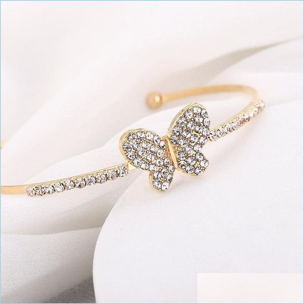 

bangle bangle korean luxury crystal butterfly bracelet bangles fashion zircon bracelets for women jewelry drop delivery dhxpj, Black