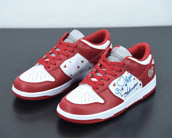 

brand shoes dk low valentine's day medium grey carsity red white sneakers, White;red