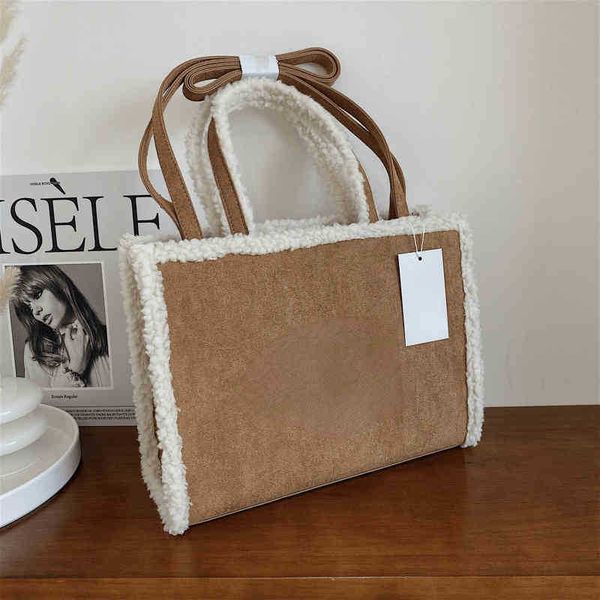 

the tote bag design handbag brand winter shopping fluffy large logo capacity shoulder designer bag purse luxury totes bags soft fur plush 12