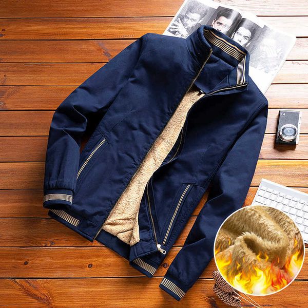 

men's hoodies & sweatshirts winter bomber jackets casual men fleece thicken windbreaker stand collar slim fit baseball jacket mens coat, Black