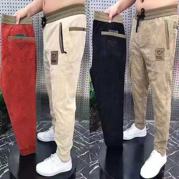 

men's trousers new corduroy men's plush casual feet pants harun, Black