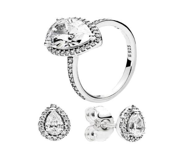 

women039s 925 sterling silver wedding rings cubic zirconia diamonds for pandora teardrop ring and earring sets engagement ladie3011445, Slivery;golden