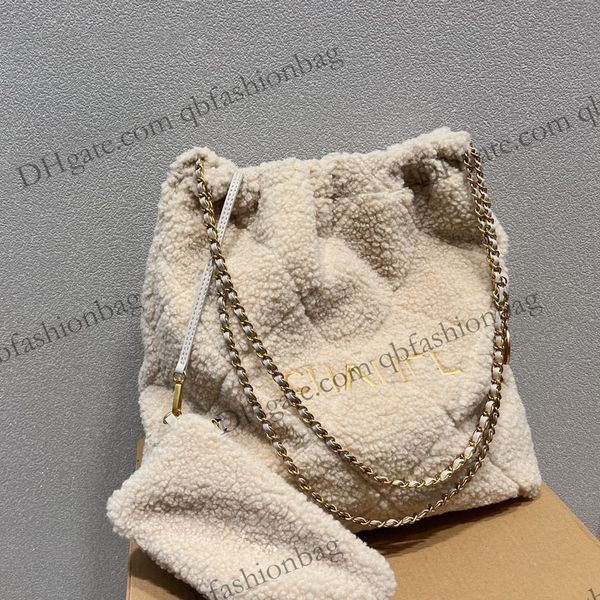 

f/w womens lamb wool 22 shopping shoulder bags classic furry quilted gold coin hardware leather chain crossbody large capacity designer hand