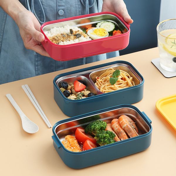 

stackable bento lunch box plastic container stainless steel food storage with lid microwave dinnerware 1223482