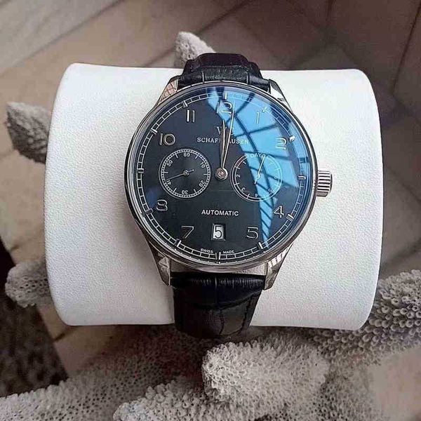 

luxury mens mechanical watch ruiming men's portugal 7 reio trend real belt waterproof full-automatic swiss es wristwatch, Black;brown