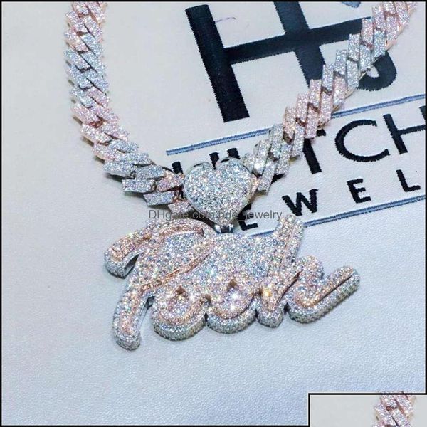 

pendant necklaces hip hop iced out jewelry cuban link diamond letter custom necklace women drop delivery 2021 pendant necklaces pend otflr, Silver