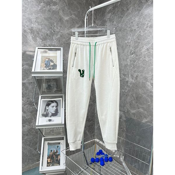 

mens and womens fashion embroidery slack waist pants casual pants texture three-dimensional combination of letters, Black