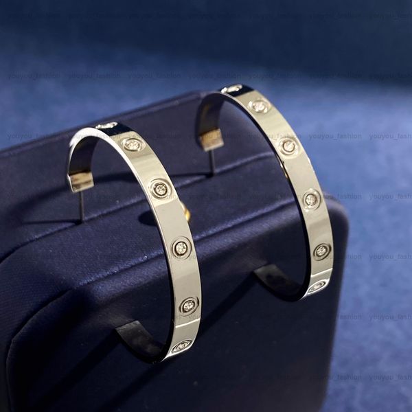 

womens hoop earrings titanium steel 18k rose gold love earring for women designer simple fashion silver hoops men jewelry studs with box, Golden;silver