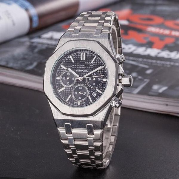 

all dials working orologio factory mens famous satch watches full stainless steel automatic movement waterproof wristwatch316x, Slivery;brown