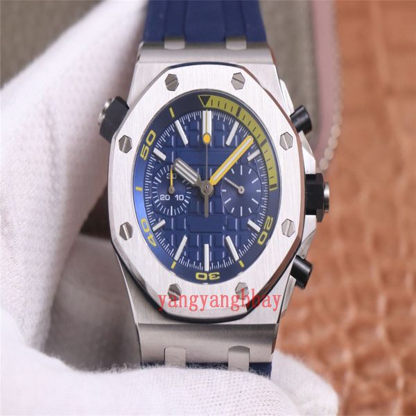 

uality twf makerwatches 42mm 26703 chronograph workin sapphire glass transparent cal.3124 movement mechanical automatic mens watch men', Slivery;brown