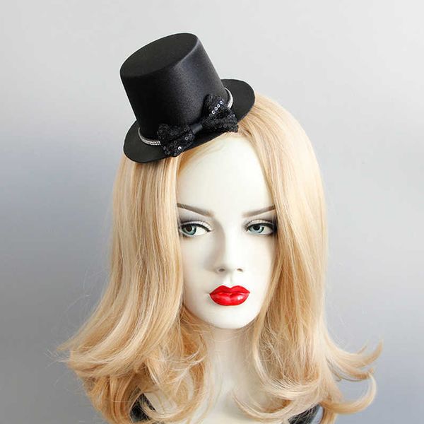 

black hair accessories fascinator hat with flapper bow & silver crystal beading halloween dance personality fascinators fun props for girls, Golden;white