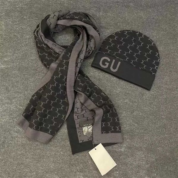 

men women fashion scarf hat sets 2 pieces designer scarf bucket hats cashmere scarves with pocket winter wollen knit luxury 2022, Blue;gray