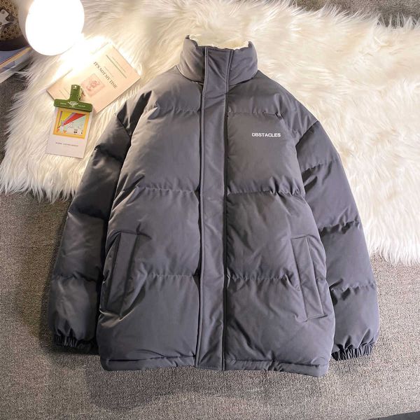 

down cotton jacket men's winter 2022 new fashion plush thickened boys' men, Black