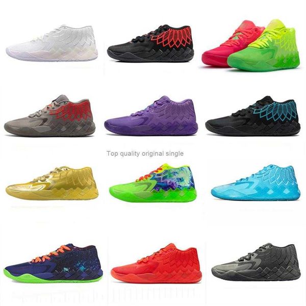 

kids lamelo ball mb1 rick morty men women basketball shoes for queen city black red grey sport shoe trainner sne307u
