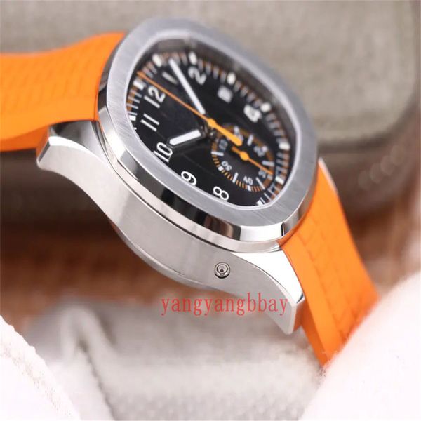 

uality zf maker mens watch 40mm aquanaut 5968 5968a-001 904l steel orange watches cal.ch 28-520 c movement transparent mechanical automatic, Slivery;brown