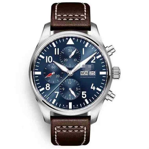 

full automatic mechanical watch men's 6-pin pilot complex function timing leisure business luminous large dial jptb, Black;brown