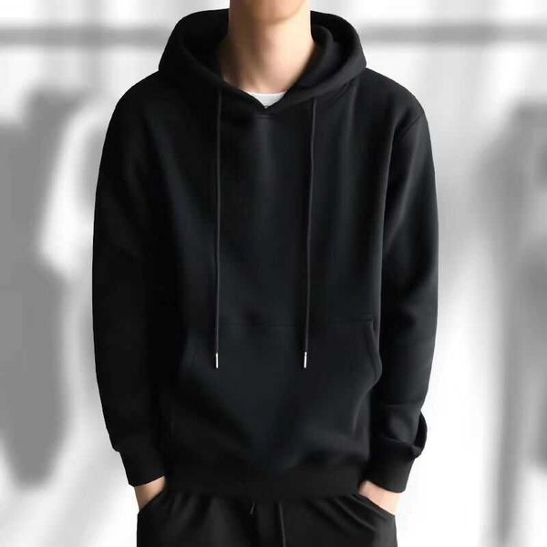 

autumn and winter pullover men's sports hooded leisure plush men clothing, Black