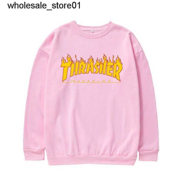 

men's hoodies designer sweatshirts thrasher winter round neck pullover sweater men's women's long sleeve loose hoodie, Black