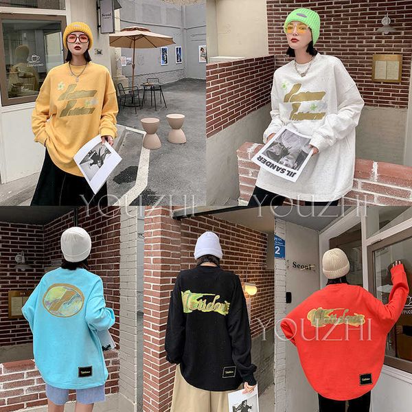 

cutomized well women's hoody done colored letter printing neck men women sweatwear hoodies casual sweatshirt graffiti cotton designer 1, Black