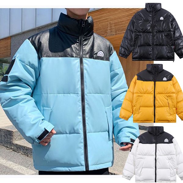 

men's down puffer jackets leather parkas coats fashion jacket mens women classic windproof outerwewar street style clothing, Black