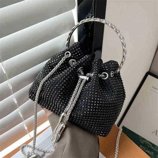 

fashion bag 2022 new metal handbag simple leisure sling one shoulder women's bag cross arm bucket bag
