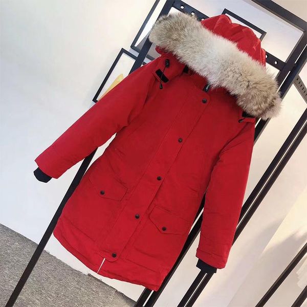 

women designer puffer jackets parkas winter long down coat with badge letters warm windbreaker coats highly quality fur parkas xs- multi c, Black