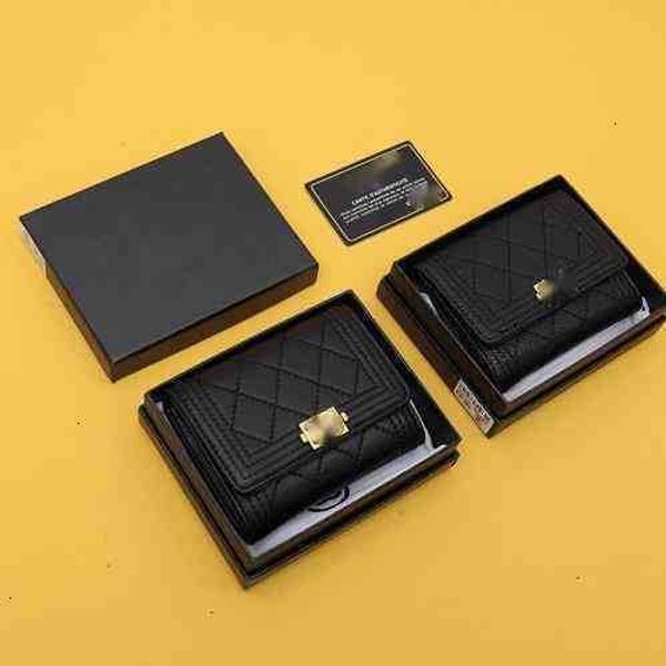 

wallets luxury brand design 3018 letter plaid cc chain short wallet lambskin women's le boy pocket caviar leather zipper card pack coin, Red;black