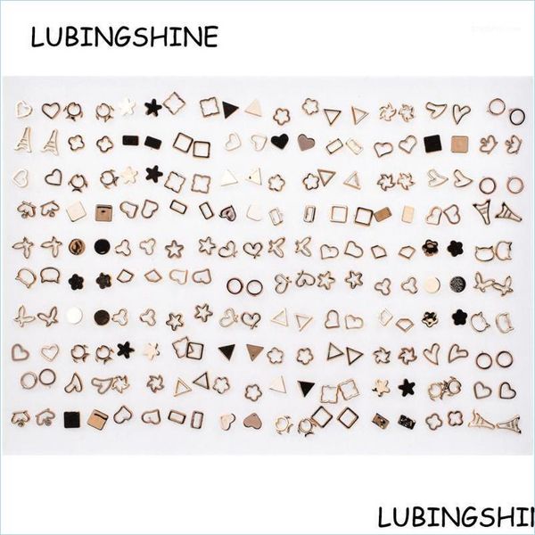 

stud stud 100 pairs/lot women acrylic gold sier color mix small earrings sets girl child heart earring jewelry gift random style1 dr dhcqo, Golden;silver