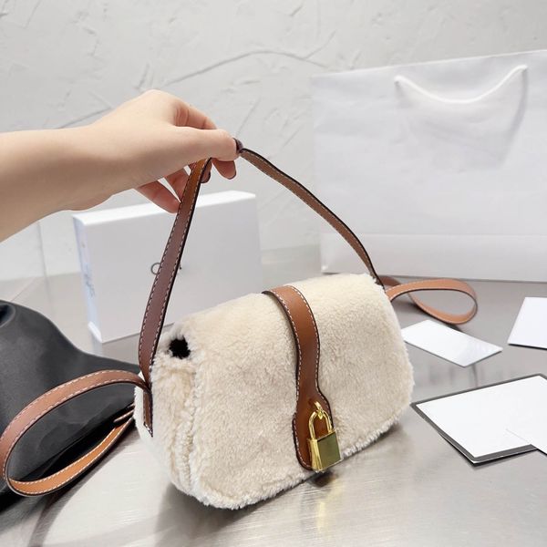 

bags designer totes bag women handbag classic luxury brand imitation letter plush warm splicing shoulder bag fashion wallet party