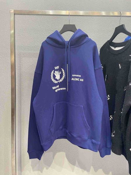 

version grain balencigas b world hoodie fleece sweater hat shirt made of pure cotton with excellent texture dyeing. fashionable couple', Black