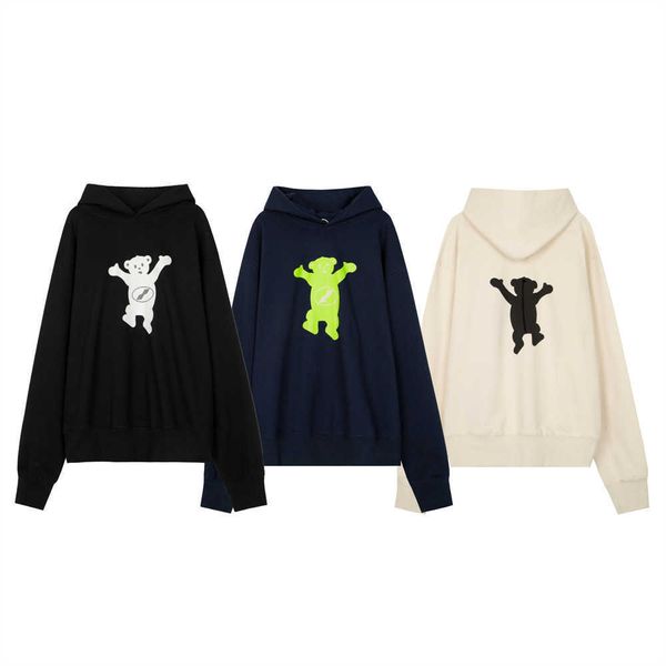 

hoody done women's autumn well bear print hooded sweater couples hoodies casual sweatshirt graffiti cotton designer sports 11, Black