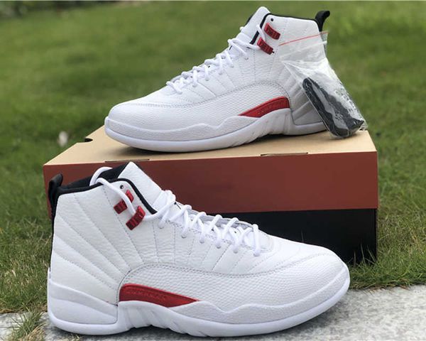 

brand shoes basketball real fiber luxury designer 12s twist jumpman 12 white university red black chaussures, White;red