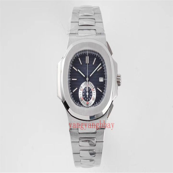 

uality watches 40.5mm nautilus 5980/1r-001 5980r 18k rose gold sapphire glass asia transparent mechanical automatic mens watch men's wr, Slivery;brown