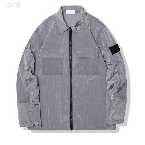 

metal nylon brand men's jackets summer light and thin couple style coat leisure outdoor long sleeve tooling outerwear, Black;brown