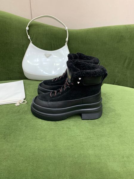 

women designers rois monolith boots ankle nylon combat boot real leather designer winter martin ankled pouch attached ankles with box -n0023, Black